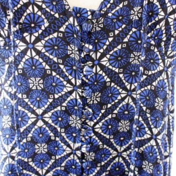 FREE PEOPLE Button down mini blue melody geometric pattern dress - Picture 9 of 12